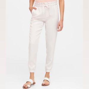 Banana Republic White Tencel Paperbag Jogger Sz M